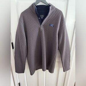 LL Bean Men's Medium Tall Gray Bean's Quilted 3/4 Pullover  #509332